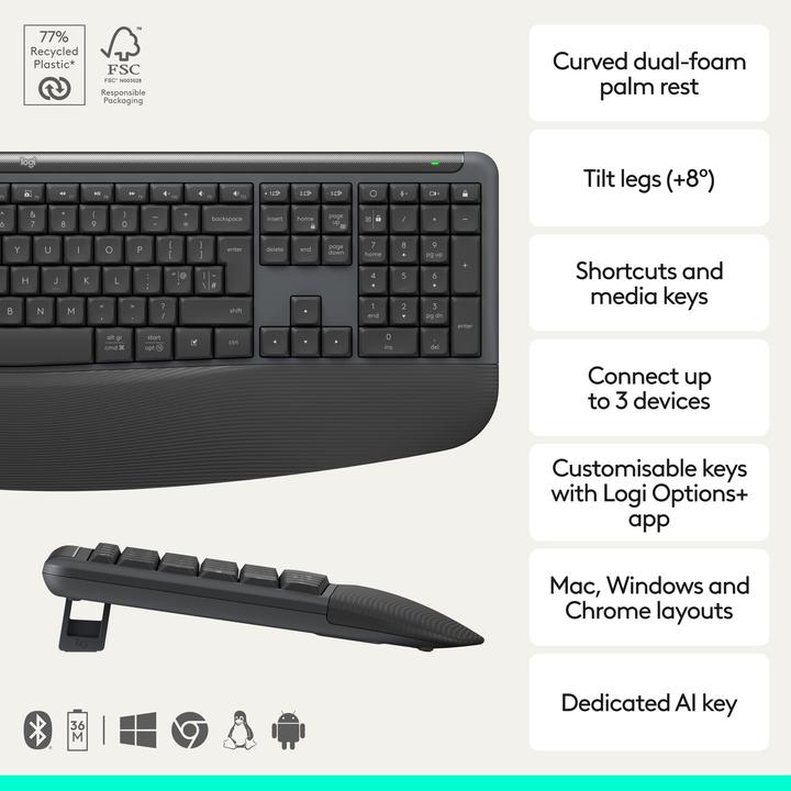 Produktbild Logitech Signature Comfort Plus MK880 Combo (CH, Kabellos)