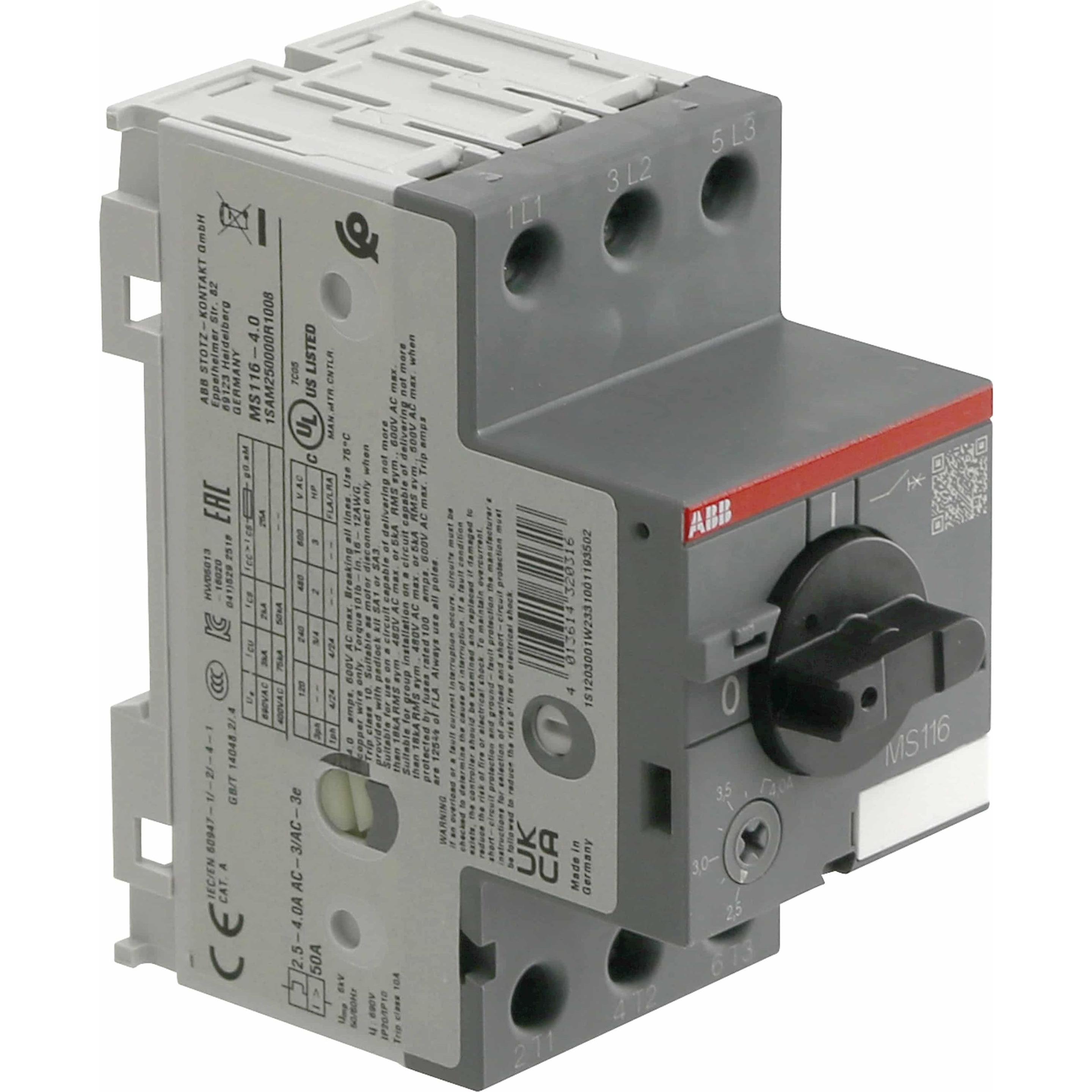 ABB, Schutzschalter, Motorschutzschalter MS116 - 4,0