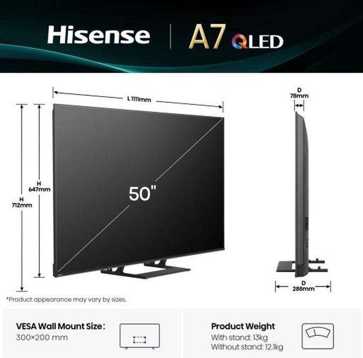 Produktbild Hisense TV 50A7Q (50", LED, QLED, 4K)