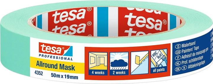 Actual product image tesa PROFESSIONAL 4352 Allround Mask - Painter's masking tape for sharp paint edges 50m:19mm (19 mm)