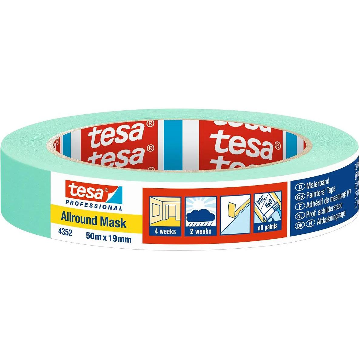 tesa, Klebeband, PROFESSIONAL 4352 Allround Mask - Malerkrepp für scharfe Farbkanten 50m:19mm (19 mm)