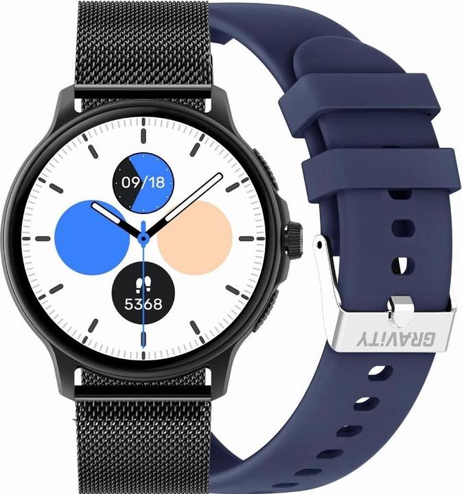 Produktbild Gravity GT12-2 Damen-Smartwatch, marineblaues Silikonarmband + schwarzes Armband