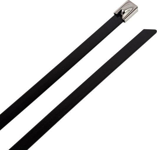 Actual product image RS PRO Cable Tie, 350mm x 4.6 mm, Black 316 Stainl (Metal cable ties, 350 mm, 100 pcs.)