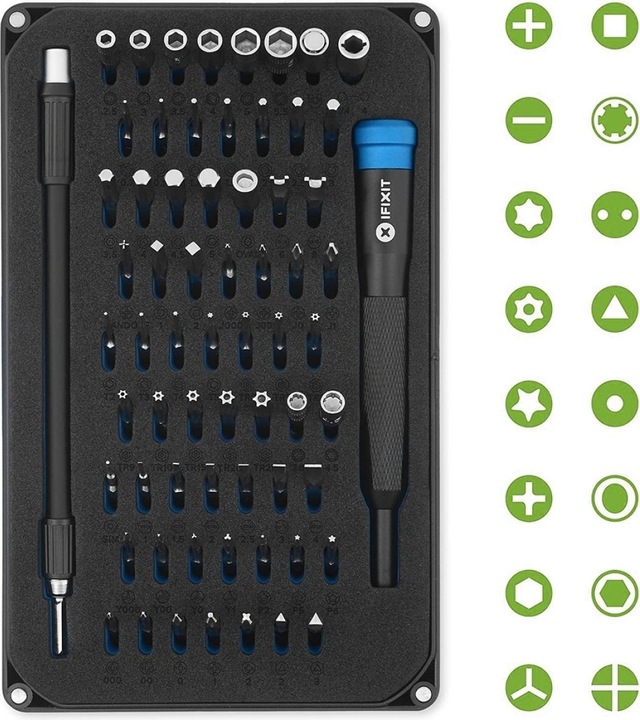 Produktbild iFixit Mako Precision Bit Set (1, 2, PH00, TR6, 0.9 mm, TR9, T3, P6, TR8, PH2, 5.5 mm, Y0, 1.5mm, 0.7 mm, 1.3 mm, PH1, P5, T TR 20, PH0000, T2, PH0, 3 mm, Y 000, 5 mm, Y 1, T TR 25, J 1, Y 00, 2.5 mm, 1mm, J 000, 3.5 mm, 4.5 mm, T TR 15, 2 mm, T5, J 00, TR7, T TR 10, J 0, T4, P2, 4 mm)