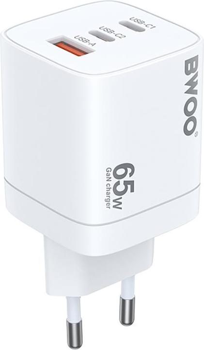Produktbild Bwoo Schneller 65W GaN TRAVEL CHARGER CDA147 2 xUSB-C, 1 x USB-A (65 W, 3 Ports)