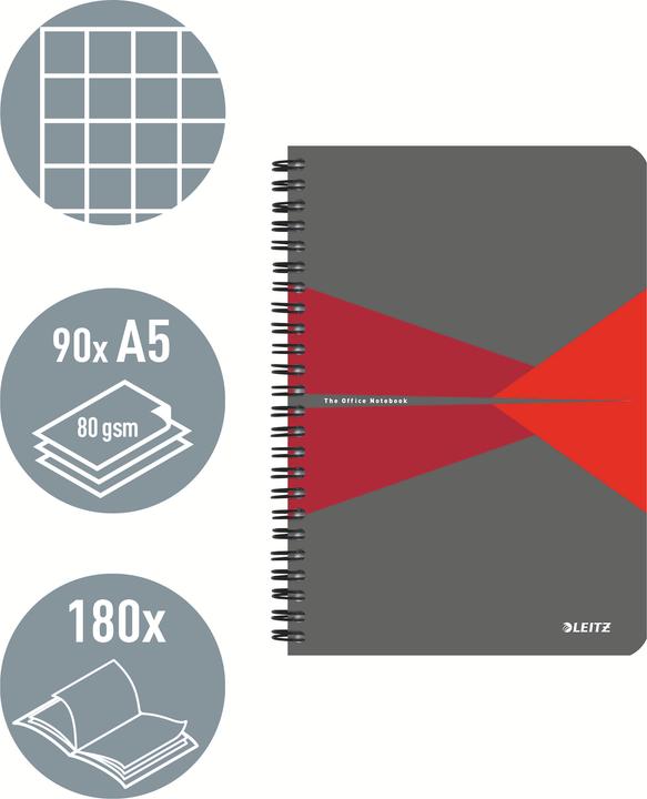Actual product image Leitz Notebook Office PP (A5, Checked, Soft cover)