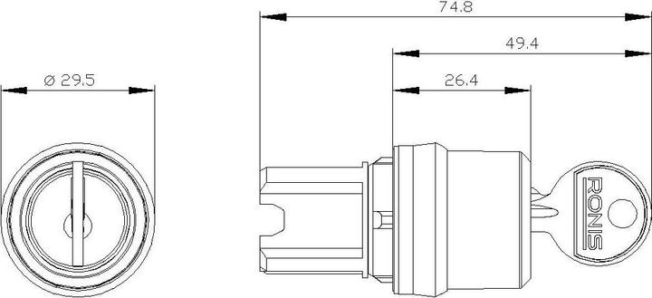 Produktbild Siemens Key Switch switch 22mm lock SB30 I-O-II