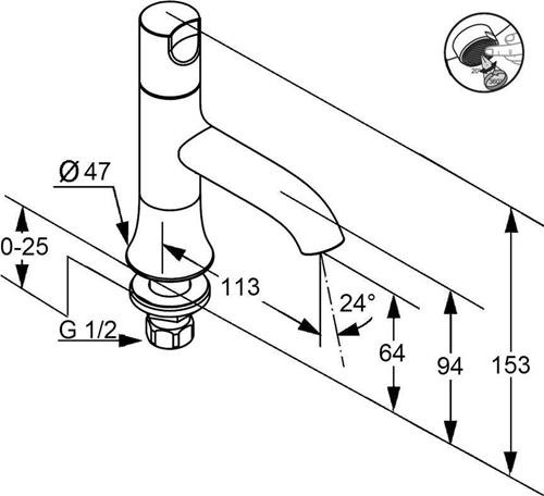 Produktbild Kludi Standventil O-CEAN DN 15 Zylindergriff chr