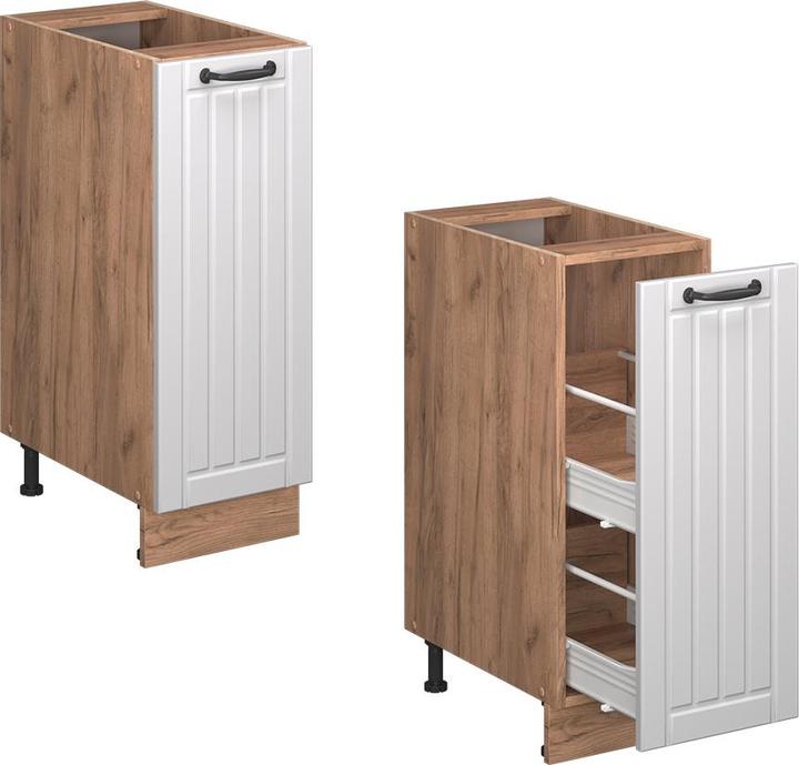 Produktbild Vicco Apothekerschrank Fame-Line, Weiss Landhaus/Goldkraft Eiche, 30 cm, AP Marmor