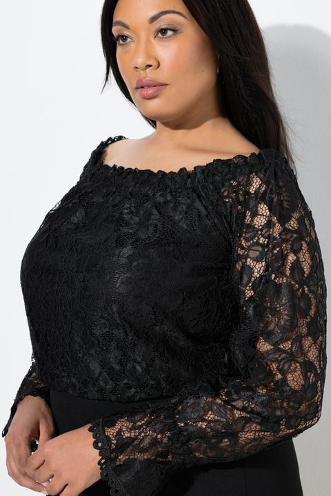 Produktbild Ulla Popken Jumpsuit, Carmen-Ausschnitt, weites Bein, Langarm (54)