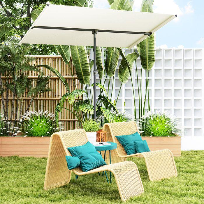 Image du produit Swisshandel24 Sonnenschirm 180 Grad drehbar Höhenverstellbar Alu 150x205cm Beige (2.05 m)