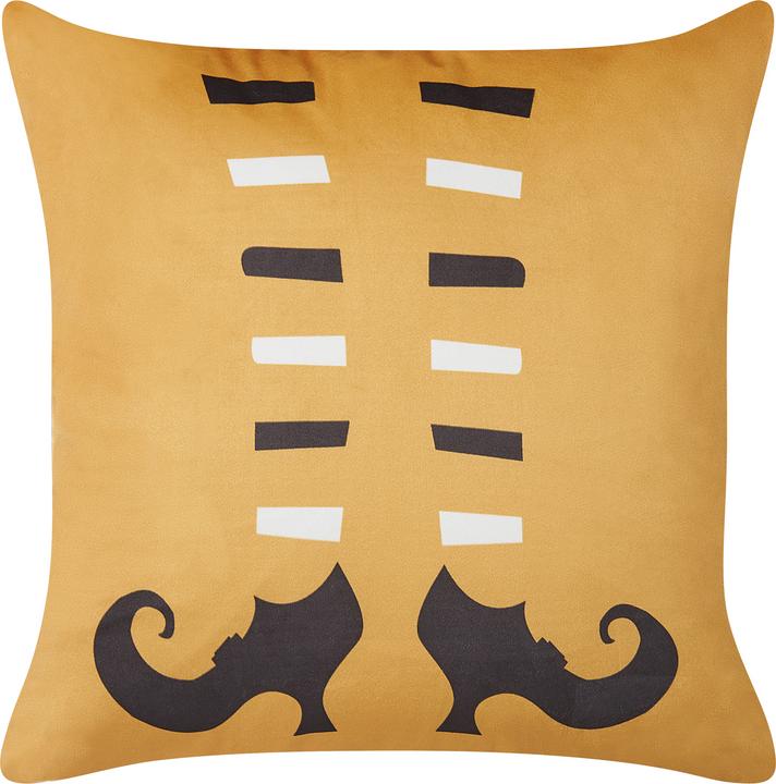 Actual product image Beliani Lumarko Velour Decorative Cushion with Witch Boots Motif 45 x 45 cm orange COVASNA. (45 x 45 cm)