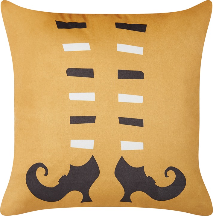 Image du produit Beliani Coussin décoratif en velours Lumarko avec motif de bottes de sorcière 45 x 45 cm orange COVASNA. (45 x 45 cm)