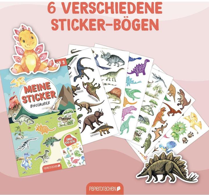 Immagine prodotto Papierdrachen Stickerblock Dinosaurier (100 Adesivo)