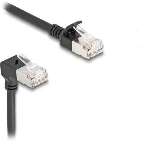 Thumbnail - Delock RJ45 Netzwerkkabel Cat.6A S/FTP Slim 90° unten gewink (S/FTP, CAT6a, 1 m), Netzwerkkabel