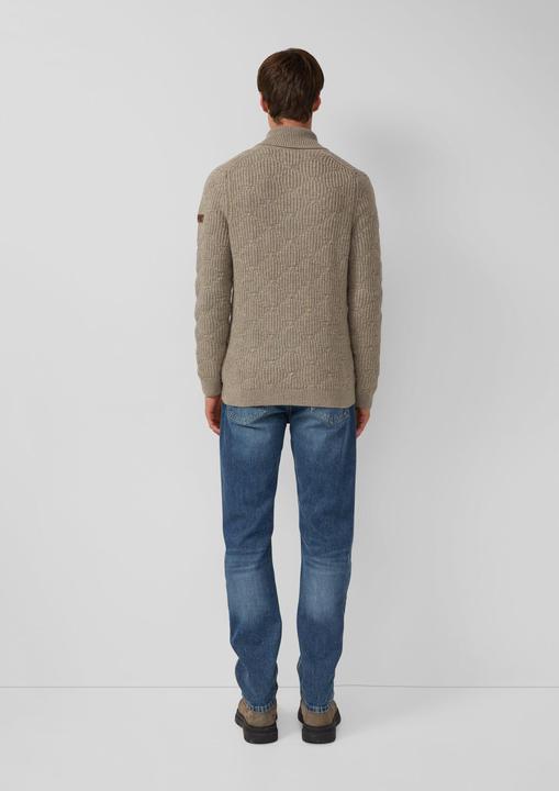 Produktbild s.Oliver Strickpullover Wollmix-Pullover mit Schalkragen und Struktur (M)