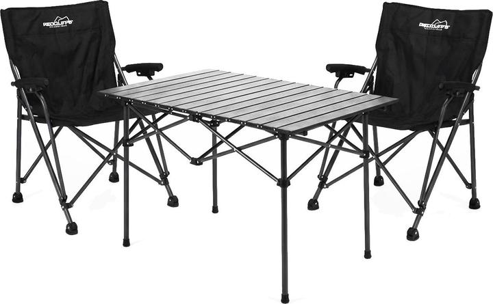 Ideoon Campinggarnitur 3-teilig Set mit rechteckigem Campingtisch und 2 Klappstühlen, Leicht & Faltbar