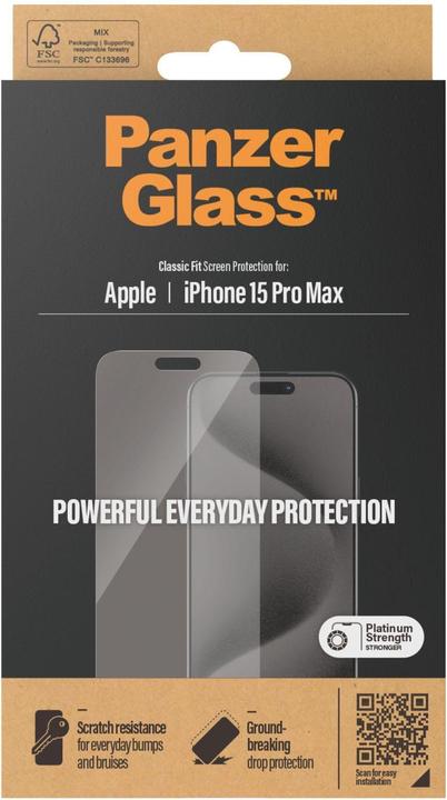 Actual product image PanzerGlass Screen Protector Classic Fit (1 pcs., Apple iPhone 15 Pro Max)