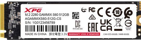 Image du produit Adata XPG GAMMIX S60 BLADE 512 GB (PCIe 4.0 x4, NVMe, M.2 2280) (512 Go, M.2 2280)