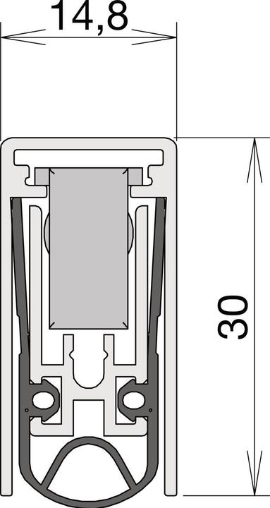Athmer Trdichtung Schall-Ex L-15/30 WS 1-880 1-seitig Lnge 833 mm Alu silberfarben eloxiert