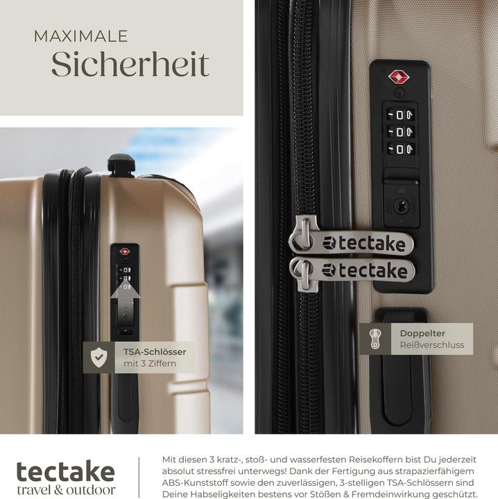 Immagine prodotto tectake Set di valigie rigide Brice 3 pz., lucchetto TSA (111 l)