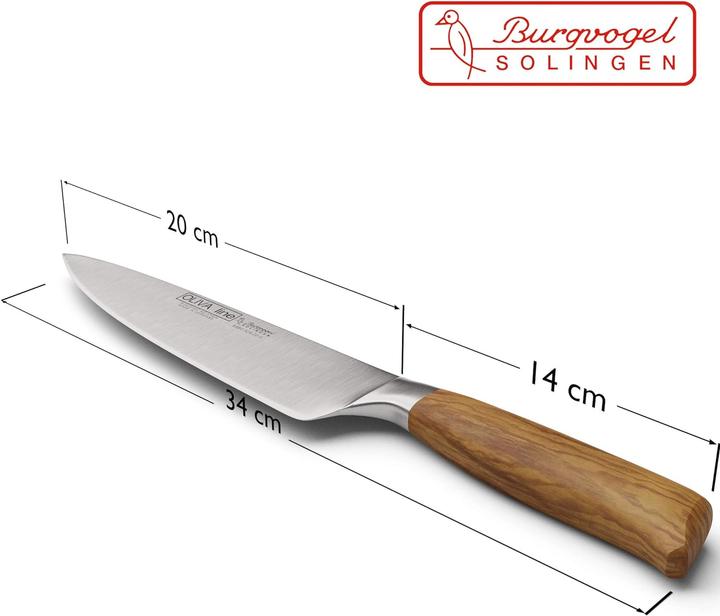 Immagine prodotto Burgvogel Solingen Coltello da chef 20 cm, legno d'ulivo (20 cm)