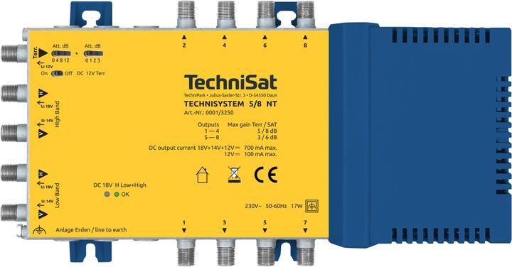 Productafbeelding TechniSat TECHNISYSTEM 5/8 NT Sat-verdeler 8 uitgangen 1 baanpositie (Verdeler)