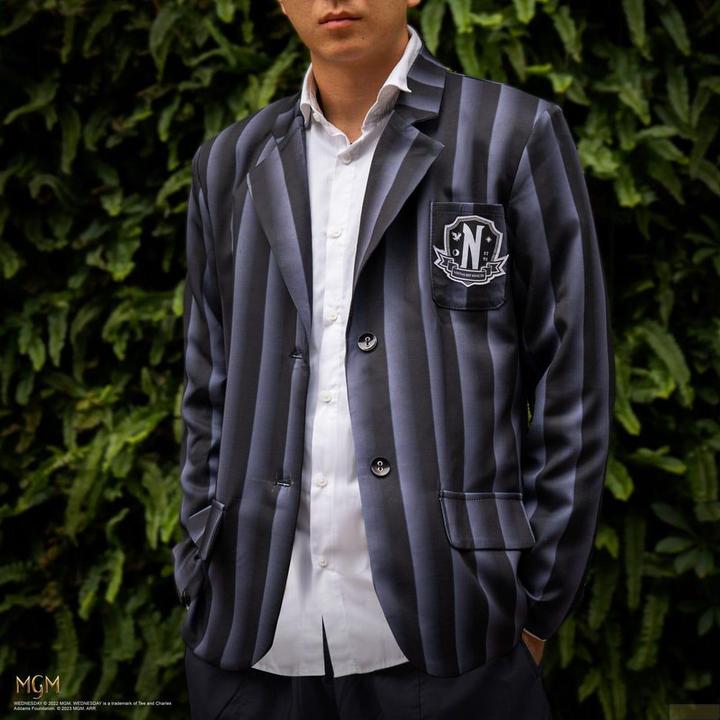 Actual product image Cinereplicas Wednesday Jacket Nevermore Academy black Striped Blazer Size L (L)