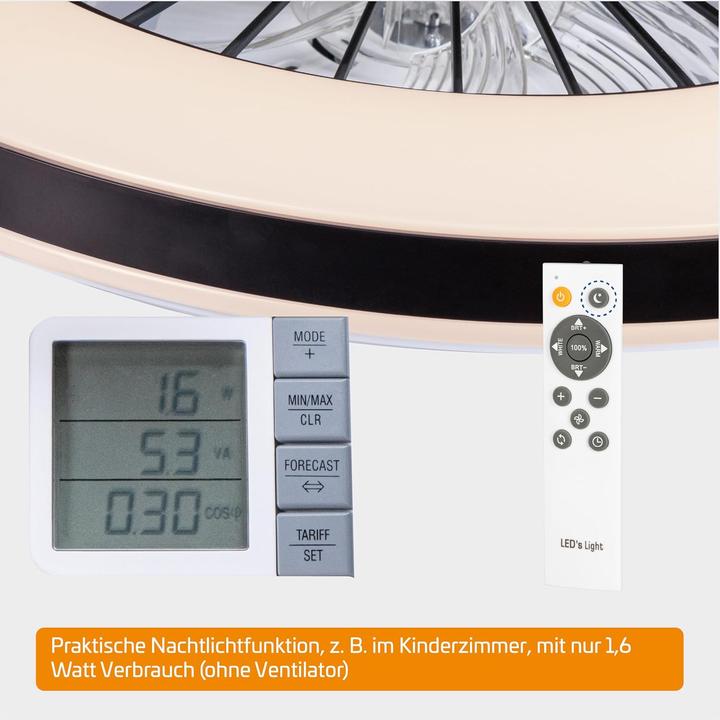 Produktbild Proventa Deckenventilator mit dimmbarer LED-Leuchte