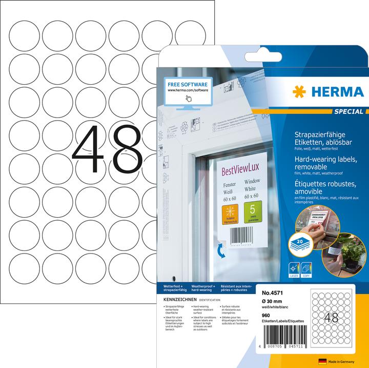 Actual product image HERMA Weatherproof labels A4 removable