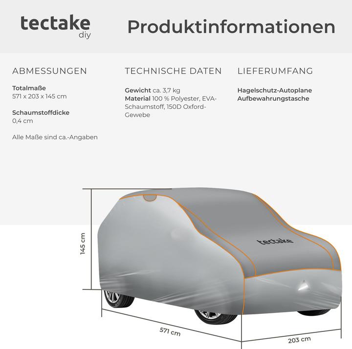 Actual product image tectake Car Cover - waterproof and breathable, with a 4 mm foam layer