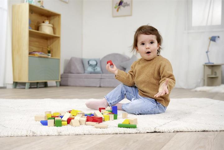 Actual product image Eichhorn EH wooden building blocks coloured /natural