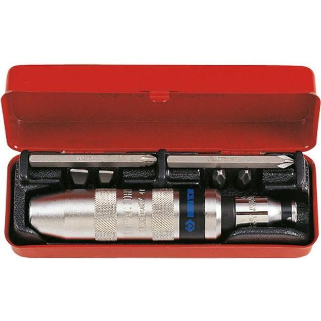 King, Chiave a bussola, tony Caja de destornilladores de golpe y accesorios - 8 piezas (Scanalatura per la vite)