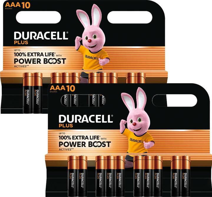 Image du produit Duracell 2er-Set Power Boost Alkaline Batterien Typ AAA / Micro, 1,5 Volt, 2x 10-er Pack (20 pcs, AAA)