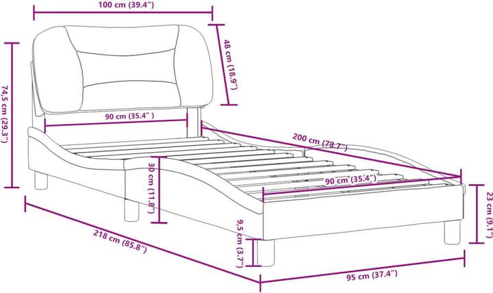 Produktbild VidaXL Bettgestell mit Kopfteil Stoff (200 x 200 cm)