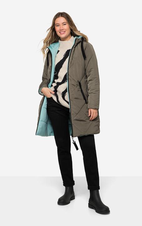 Produktbild Laurasøn Wende Long-Steppjacke, Kapuze, 2-Wege-Zipper, Daunenoptik-Wattierung, fällt kleiner aus (L)