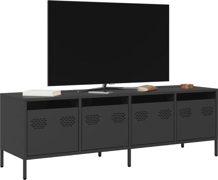 Image du produit vidaXL Armoire TV Table de télévision Meuble bas TV Noir Acier