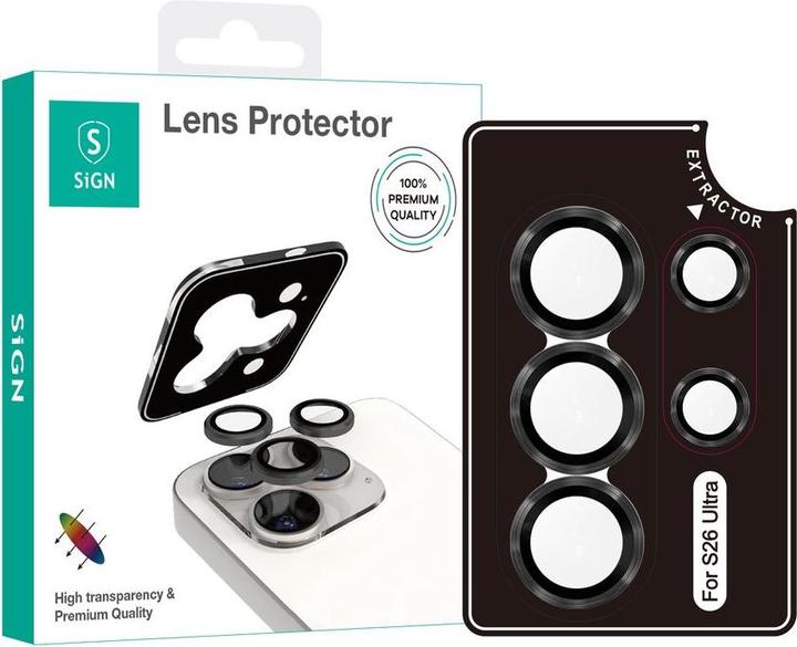 Produktbild SIGN Lens protector in tempered glass for Samsung Galaxy S26 Ultra - Black/transparent (Samsung Galaxy S26 Ultra)