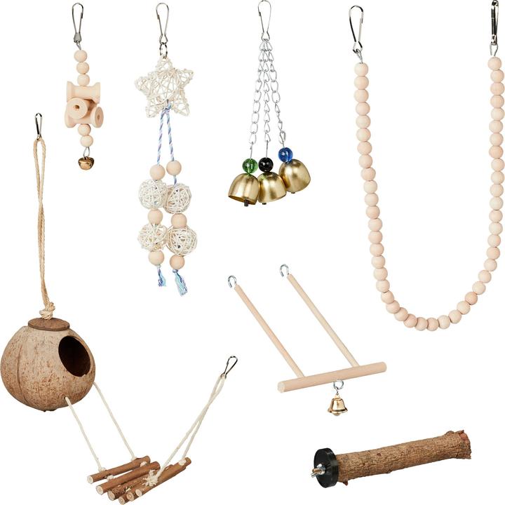Immagine prodotto Relaxdays Set di 7 pezzi di giocattoli per uccelli