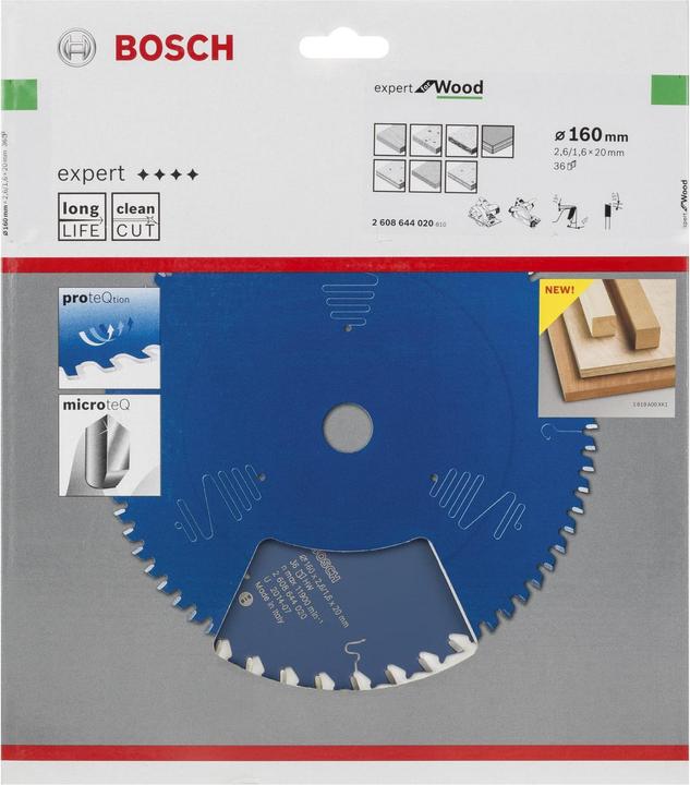 Produktbild Bosch Professional Zubehör Kreissägeblatt Expert for Wood, 160 x 20 x 2,6 mm, 36