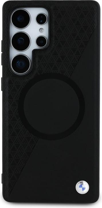 Actual product image BMW Leather Half Textured MagSafe Case for Samsung Galaxy S25 Ultra - Black (Samsung Galaxy S25 Ultra)
