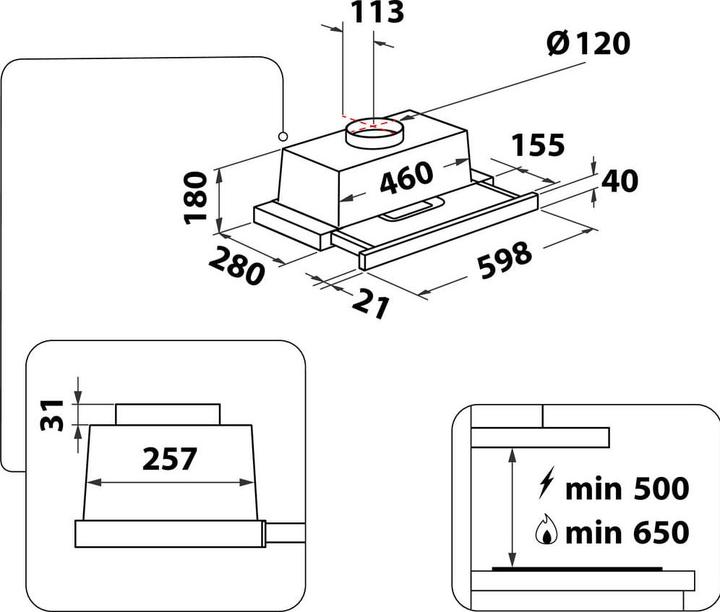Produktbild Whirlpool AKR 749/1 NB Dunstabzugshaube Eingebaut ³/h D (Flachschirmhaube)