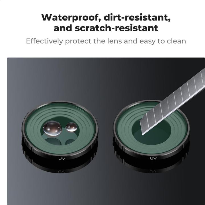 Produktbild K&F Concept UV, HD, Anti-Reflection Green Coating, Waterproof and Scratch Resistant on One Side, For Osmo Action (Osmo Action 4)