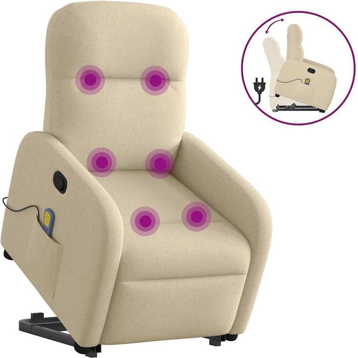 Immagine prodotto VidaXL Poltrona massaggiante con ausilio stand-up in tessuto crema