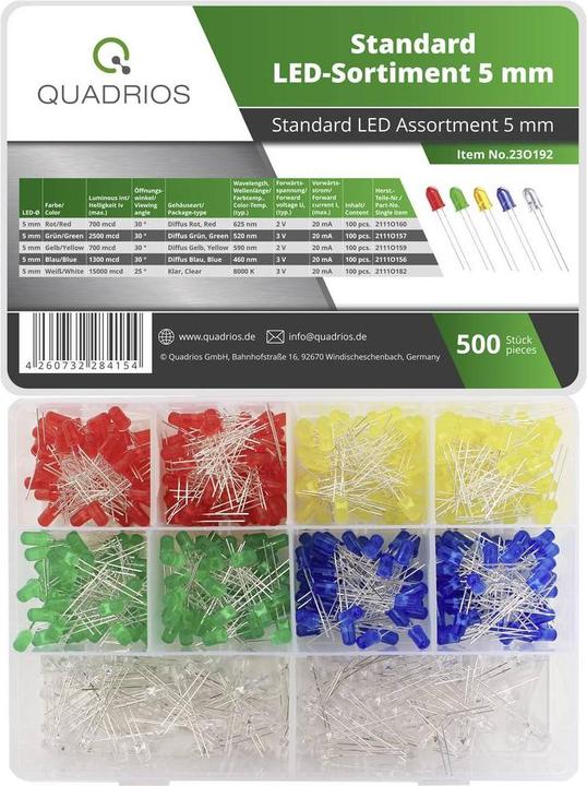 Quadrios 23O192 LED range red, green, yellow, blue, white 20 mA 3 V