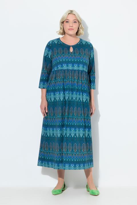 Image du produit Ulla Popken Robe en jersey, coupe évasée. Manches 3/4. Encolure à découpe en forme de goutte (54)