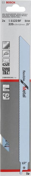 Image du produit Bosch Professional Zubehör Lame de scie sabre S 1122 BF Flexible pour métal, paquet de 2