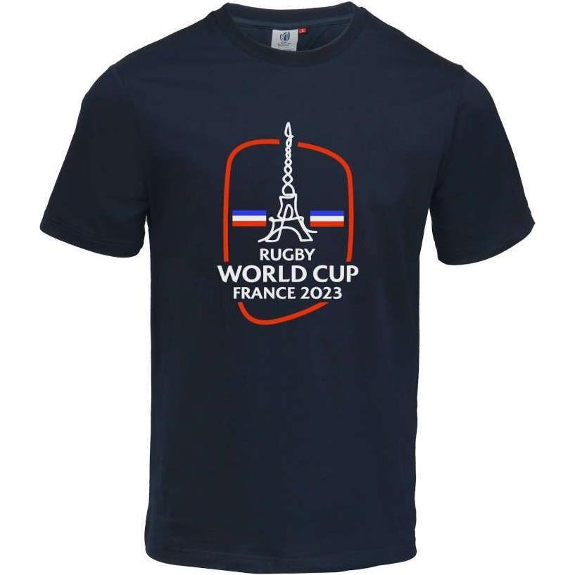 Sportfolio, Herren, Sportshirt, t-shirt rugby weltmeisterschaft von frankreich 2023 eiffelturm (XL), Blau, XL