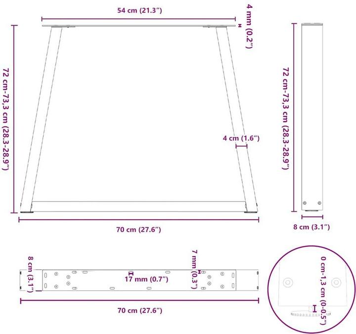 Actual product image vidaXL Esstischbein
