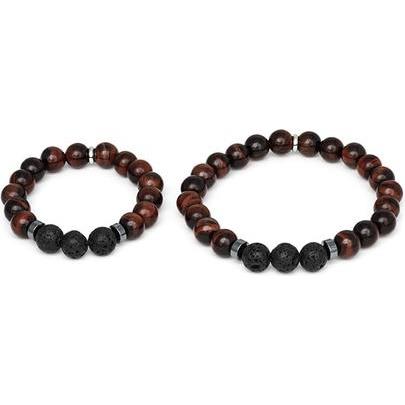 Beneto, Armschmuck, - Mineral bracelet for father and son MINK144/SET (onyx. apatite. hematite)